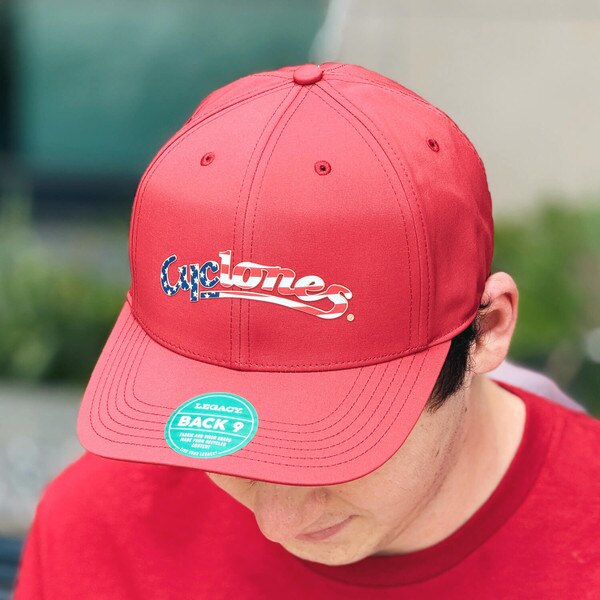 Legacy Patriotic Cyclones Script Cardinal Adjustable Hat front